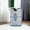 Jihqo Laundry Hamper Basket Bohemian Floral Blue Collapsible Nursery Storage Bin Waterproof Clothing Baskets for Home Bedroom Bathroom Washing Room view 2