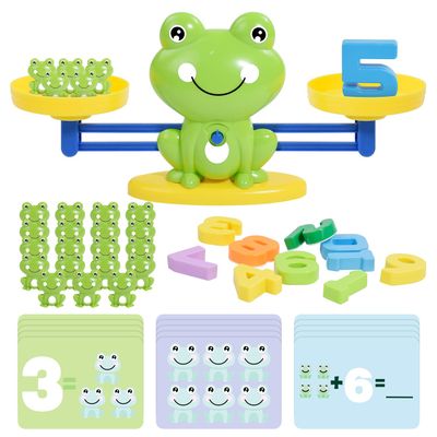 BAKAM Frog Balance Scale Toy, Number Counting Blocks Games, Montessori Math Games for Kids 5-7, Preschool Kindergarten Learning Activities, STEM Educational Toys for 3+ Year Old