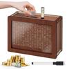 10000 Savings Challenge Box, Kakeibo Money Box for Cash Saving, Wooden Piggy Bank for Adults, Money Saving Box 10,000 Dollar, Novel Money Saver Box, Digital Coin Bank (Brown) view 1