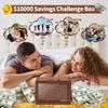 10000 Savings Challenge Box, Kakeibo Money Box for Cash Saving, Wooden Piggy Bank for Adults, Money Saving Box 10,000 Dollar, Novel Money Saver Box, Digital Coin Bank (Brown) view 2