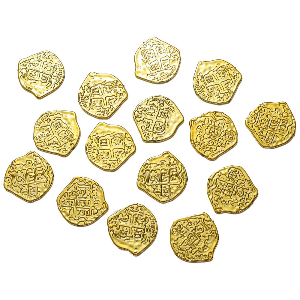 Aislor 100Pcs Pirate Jewelry Plastic Toy Coin Fake Play Coin Pirate Treasure Gold Play Coin for Themed Party Gold One Size