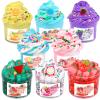 8 Pack Scented Slime kit with 3 Clear and 5 Butter Slime,Peach Super Soft Non-Sticky,Jelly Cube Crunchy Crystal, Birthday Party Favor,Stress Relief Toy for Kids Education view 1
