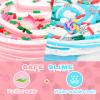 8 Pack Scented Slime kit with 3 Clear and 5 Butter Slime,Peach Super Soft Non-Sticky,Jelly Cube Crunchy Crystal, Birthday Party Favor,Stress Relief Toy for Kids Education view 4
