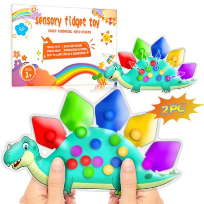 UIIOPJIOM 2PC Dinosaur Color Sorting Sensory Toys, Easter Basket Stuffer Montessori Toy for Toddler Learning Activities Quiet Calm Down Fidgets for Classroom Valentine Gift for 3 4 5 Year Old Boy