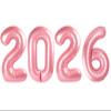 2026 Balloon Numbers - 40 Inch Pearlescent Pink New Years Eve Party Supplies 2026, Nye Decor Party Decorations Happy New Year, New Years Eve Foil Party Balloons view 1