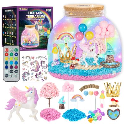 Unicorn Light Up Terrarium for Girls  DIY Garden Craft with LED | STEM Kit, Arts & Crafts Gift for Kids Ages 4-8 by Ednzion