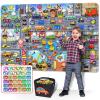 200 PCS Felt Board Story Set for Toddlers with Storage Bag City Traffic Themed Flannel Sensory Board Wall Interactive Storytelling Teaching Play Activity Kits 40x28 inch(Lightgrey) view 1