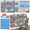 200 PCS Felt Board Story Set for Toddlers with Storage Bag City Traffic Themed Flannel Sensory Board Wall Interactive Storytelling Teaching Play Activity Kits 40x28 inch(Lightgrey) view 2