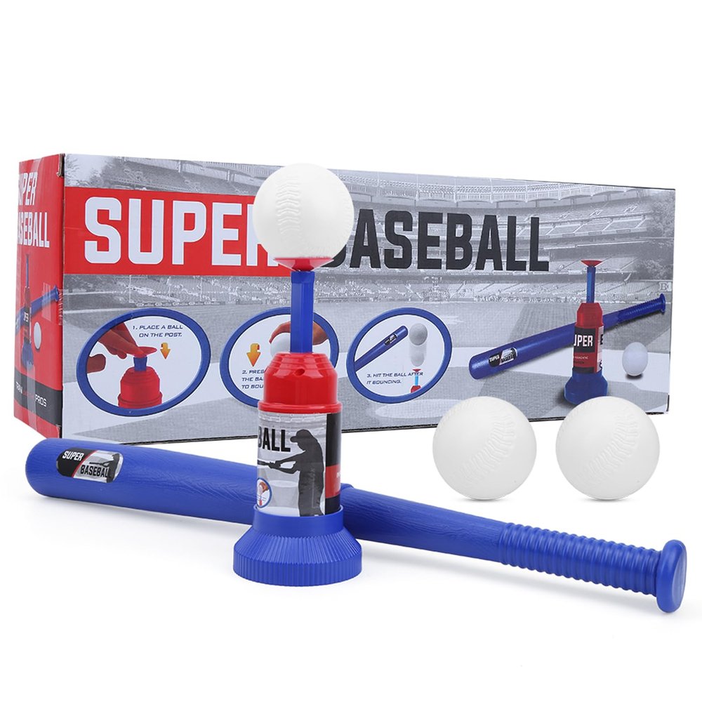 Grcfumo Baseball Toy, Semi Automatic Baseball Launcher Baseball Bat Toy, Indoor Outdoor Outside Sports Tee Ball Set Toys for Children