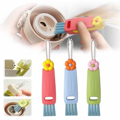 3 in 1 Multifunctional Crevice Cleaning Brush Set - Portable Cup Lid Cleaner for Baby Bottle Gap Tight Spaces (3 PCS)