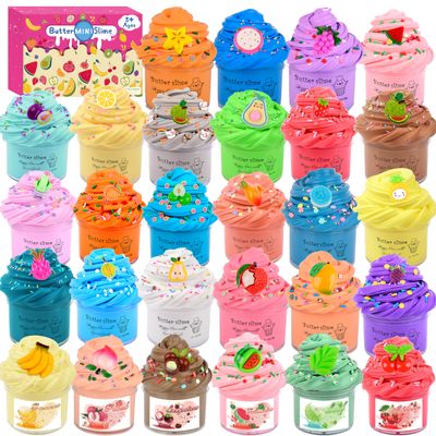 28 Pack Mini Butter Slime Kit,Peach Slime Watermelon Party Favor Supplies,Super Soft, Non-Sticky, Goody Bag Toy, Prize for Girl and Boys,Stress Relief Toy for Kids Education