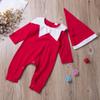 Gureui Newborn Baby Boy Girl Christmas Outfit Elf Costume with Hat Toddler Infant Long Sleeve Romper Onesie (A Red, 12-18 Months) view 2