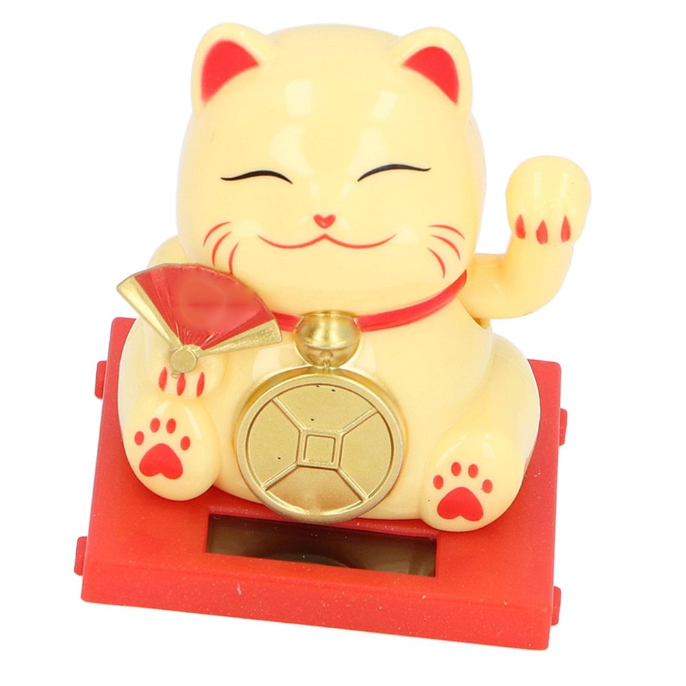2 Inch Solar Fortune Cat with Clear Box Solar Powered Lucky Cat Waving Arm Set Ideal for Home Office and Dashboard Decor Brings Good Luck and Charm to Any Space with Solar