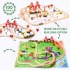 KiToyWod 100 Pcs Wooden Train Track Set, Toy Train with Tracks for Kids Ages 3-10, Compatible with Major Brands, Railway Playset for Boys and Girls Birthday Gift view 2
