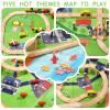 KiToyWod 100 Pcs Wooden Train Track Set, Toy Train with Tracks for Kids Ages 3-10, Compatible with Major Brands, Railway Playset for Boys and Girls Birthday Gift view 3