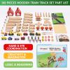 KiToyWod 100 Pcs Wooden Train Track Set, Toy Train with Tracks for Kids Ages 3-10, Compatible with Major Brands, Railway Playset for Boys and Girls Birthday Gift view 4