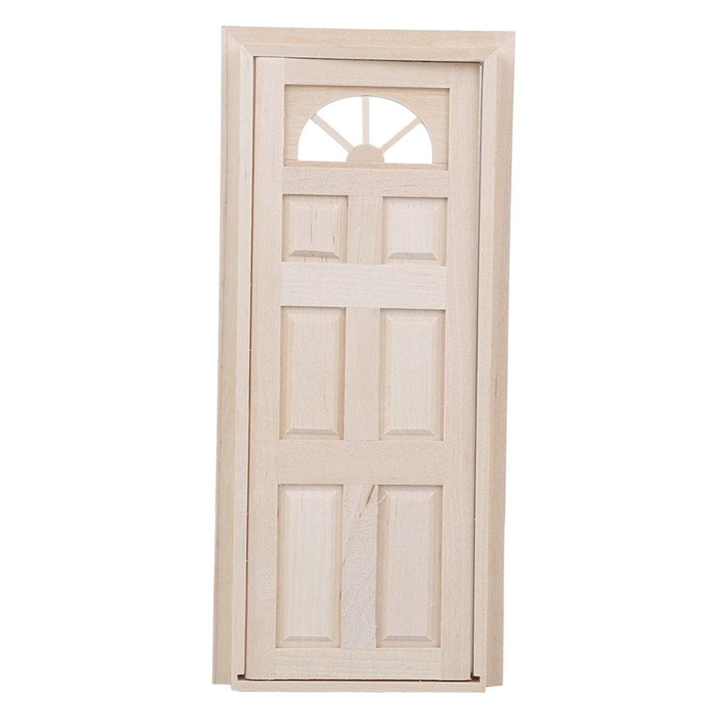 1:12 Scale Dollhouse Door, Mini Wooden Doors Toy for DIY Scene Doll Home Furniture Decoration (Six-Frame Door)