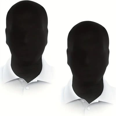 2 Pieces Full Face Mask,Unisex Full Face Cover Zentai Hood Mask for Halloween Costume 2nd Skin Masks Halloween Cosplay Spandex Hood for Unisex Cloth(Black)