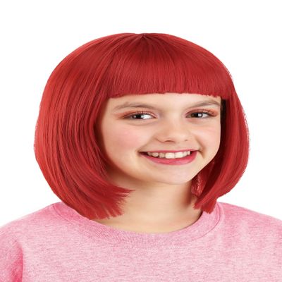 Kid's Strawberry Shortcake Costume Wig for Girls - Red Bob Cut Hair Wig with Mesh Cap - Officially Licensed
