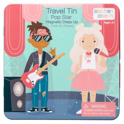 Stephen Joseph, Magnetic Dress Up Dolls 40 PC Play Set  Screen-Free Pretend Play Magnetic Case, Ideal for Ages 3+  Travel Game for Kids, Magnetic On The Go Activity Set, Pop Star
