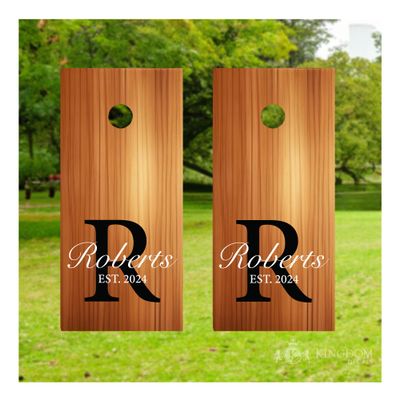 2 Corn Hole Decal | Custom Wreath Wedding Sticker, Personalized Initial Name Est Date, Monogram Wrap, Rustic Decor, Bean Bag Toss Tailgate (20" x 20")