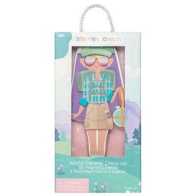 Stephen Joseph, Magnetic Dress Up Dolls, 30 pc Magnetic Travel Play Set  Pretend Play Magnetic Dress Up Dolls, Ideal for Ages 3 4 5  Travel Game for Kids, World Traveler