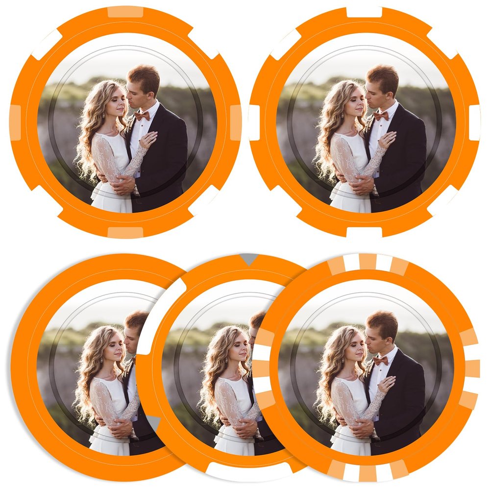 KGNIAHGU 100-500 Custom Plastic Chips, 9 Colors,Double Sided Full Color PrintRush Production Available!Add Your Photo,Personalized Image or Text on Chip (Orange, 40MM)