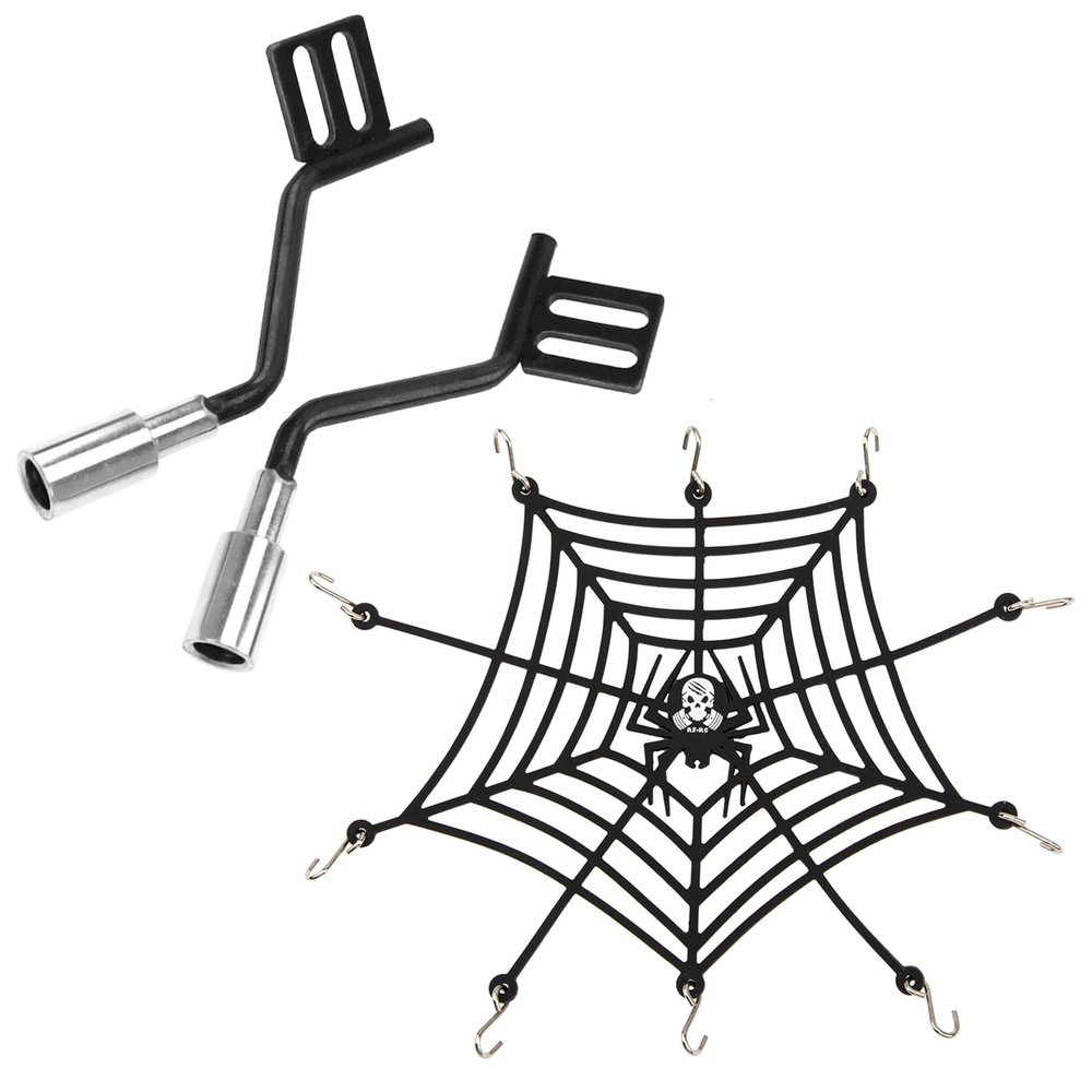 1Pair RC Simulation Exhaust Pipe Tube & 1/10 Simulation Rubber Luggage Net with Hooks