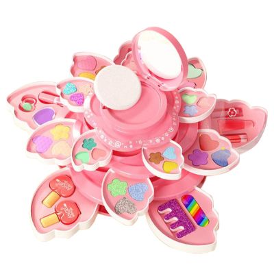 Menolana Makeup Set Toy Pretend Play Makeup Beauty Set, Makeup Girls Toys for Age 3 4 5+ Girls Kids Birthday Toys Gift, 4 Layer
