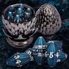 ARUOHHA DND Metal Dice Black Blue Dragons Egg Dice with Rotating Dragon Egg Shell, Compatible with D&D RPG Role Playing Game, Dungeons Polyhedral D and D Dice Set D20 D12 D10 D8 D6 D4 view 1