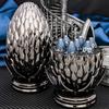 ARUOHHA DND Metal Dice Black Blue Dragons Egg Dice with Rotating Dragon Egg Shell, Compatible with D&D RPG Role Playing Game, Dungeons Polyhedral D and D Dice Set D20 D12 D10 D8 D6 D4 view 3