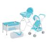 Olivia's Little World Baby Doll 3pc Nursery Set - Crib, High Chair & Stroller, Blue & White view 1