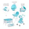 Olivia's Little World Baby Doll 3pc Nursery Set - Crib, High Chair & Stroller, Blue & White view 4
