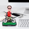 Bobblehead Figurine Sports Fan Collectible Cyclist on Bicycle 6 inches Toy for Private Collectibles Sculpture Handmade Clay Figurine view 2