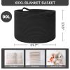 INDRESSME XXXLarge Blanket Basket 21.7" x 21.7" x 13.8" Woven Storage Baskets Soft Cotton Rope Toy Baskets Storage Kids Decorative Laundry for Home, Perfect for Living Room, Black view 3