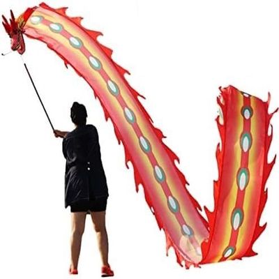 Fitness toys Dragon Ribbon Streamer,Dragon Silk Flowy,Dancing Dragon Throw Streamer Fitness Ribbon, 6m/8m/10m/12m Spiral Practice Ribbon Streamer Fiberglass Handsticks + Travel Bag(B,6m/19.7ft)