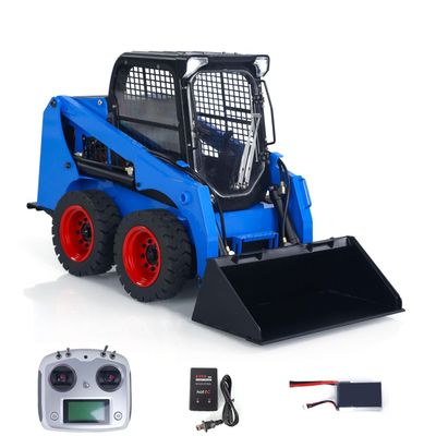 wheelfun 1/14 Metal Hydraulic RC Skid-Steer Loader SM450 Hydraulic System Remote Control Wheeled Car Model Light System Sound System Motor Servo ES(Blue Black Red)