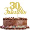1 PCS 30 & Fabulous Cake Topper Gold Glitter 30th Birthday Anniversary Cake Pick Decoration for 30th Birthday Wedding Anniversary Party Decorations Happy 30th Birthday Cake Decorations Supplies view 1