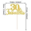 1 PCS 30 & Fabulous Cake Topper Gold Glitter 30th Birthday Anniversary Cake Pick Decoration for 30th Birthday Wedding Anniversary Party Decorations Happy 30th Birthday Cake Decorations Supplies view 2