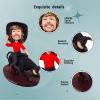 Bobblehead Figurine Smiling Man on Black Horse 6.3 inches Toy for Private Collectibles Sculpture Handmade Clay Figurine view 3