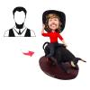 Bobblehead Figurine Smiling Man on Black Horse 6.3 inches Toy for Private Collectibles Sculpture Handmade Clay Figurine view 4