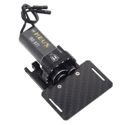 MEUS RACING TRX4M Transmission Motor Kit with Skid Plate and Battery Mount for TRX4M Defender Bronco K10 F150 1/18 RC Crawler Car Upgrades (Black)