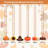 24 Pack Thanksgiving Beaded Necklaces, 31.5 Inch Metallic Orange Beaded Necklaces with Cute Turkey Pumpkin Maple Leaf Felt Pendants for Fall Harvest Festival Decoration, Thanksgiving Party Supplies view 2