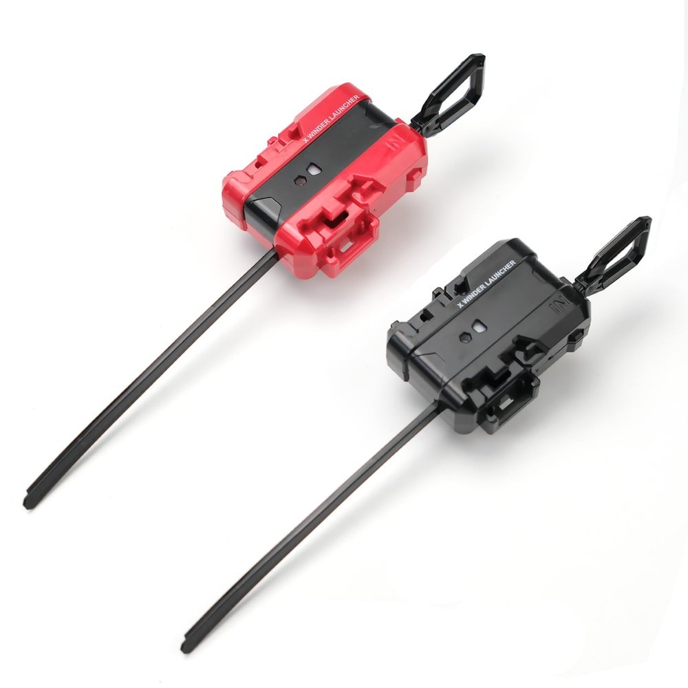 AIBREAY 2 Pack X Winder Launcher, X Gyro Launcher Set for Players Battles, Only Work with X Series Right-Spinning Tops (Red + Black)