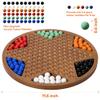 12-Inch Wooden Chinese Checkers Set - Classic Round Design with 60 Acrylic Marbles in 6 Vibrant Colors - Includes 12 Bonus Spare Marbles - Family Strategy Board Game for Kids and Adults view 2
