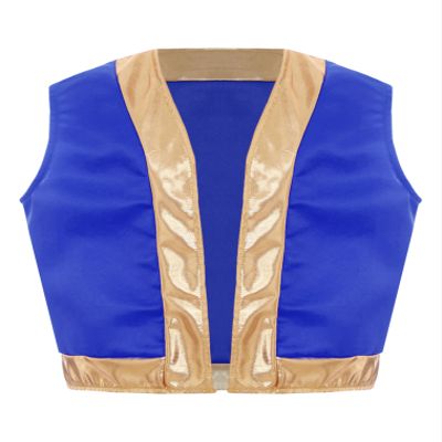 ranrann Kids Boys Girls Gold Trim Open Front Vest Waistcoat Role Play Top Halloween Costume Cosplay Outfits Royal Blue 12 Years