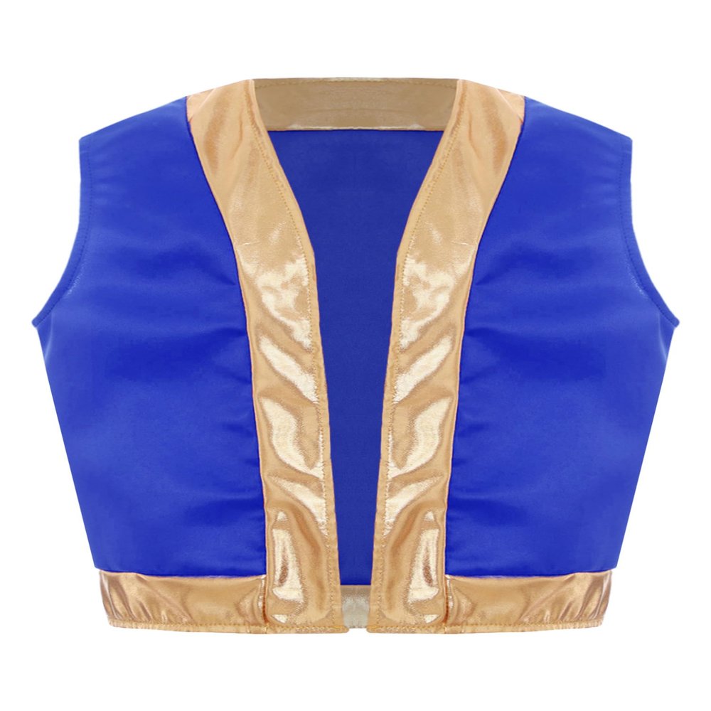 ranrann Kids Boys Girls Gold Trim Open Front Vest Waistcoat Role Play Top Halloween Costume Cosplay Outfits Royal Blue 12 Years
