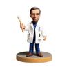 Bobblehead Figure of Scientist in Lab Coat Glasses and Beard Toy for Private Collectibles Sculpture Handmade Clay Figurine (bob001) view 1