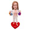 Custom Bobblehead Figure Striped Shirt Glasses Holding Colored Bottles Toy for Private Collectibles Sculpture Handmade Clay Figurine view 1