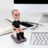Bobblehead Smiling Man in Black Outfit with Sunglasses 6 Inches Toy for Private Collectibles Sculpture Handmade Clay Figurine view 2